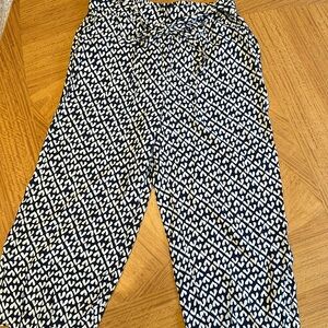 J. Crew size Small blue and white heart patterned cotton wide leg pants